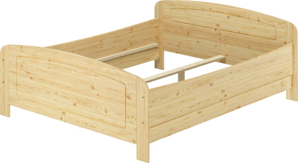 Überlanges hohes Massivholzbett160x220 Kiefer Zubehör wählbar V-60.44-16-220Federholzrahmen inkl.