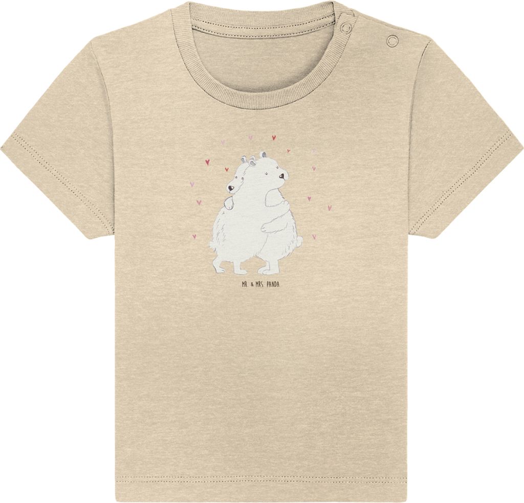 Mr. & Mrs. Panda Babyshirt Eisbär Umarmen 6. - 12. Monat - Natural Raw - Geschenk, Kleinkind Shirt, T-Shirt Baby, Oberteil, , Lustige Sprüche