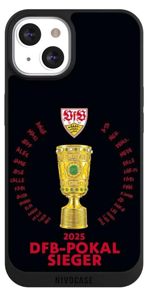 NIVOCASE Handyhülle für Apple iPhone 13 Hülle NIVOpure Case Schwarz Offizielles Lizenzprodukt Pokal VfB Stuttgart