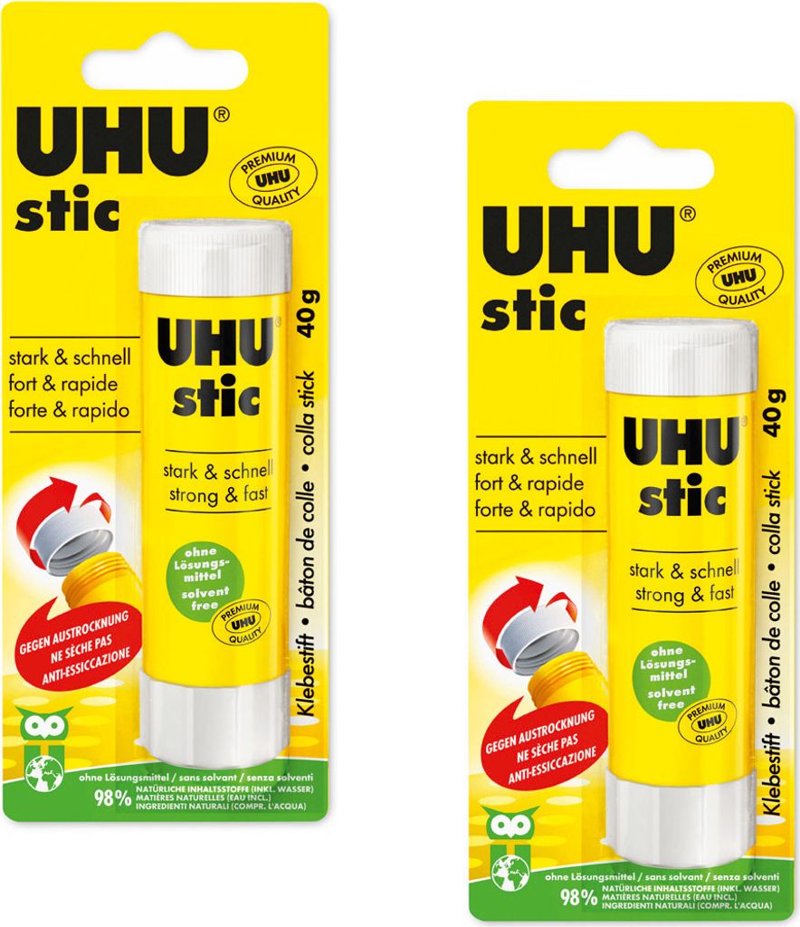 2 x UHU stic Klebestift ohne Lösungsmittel 40g