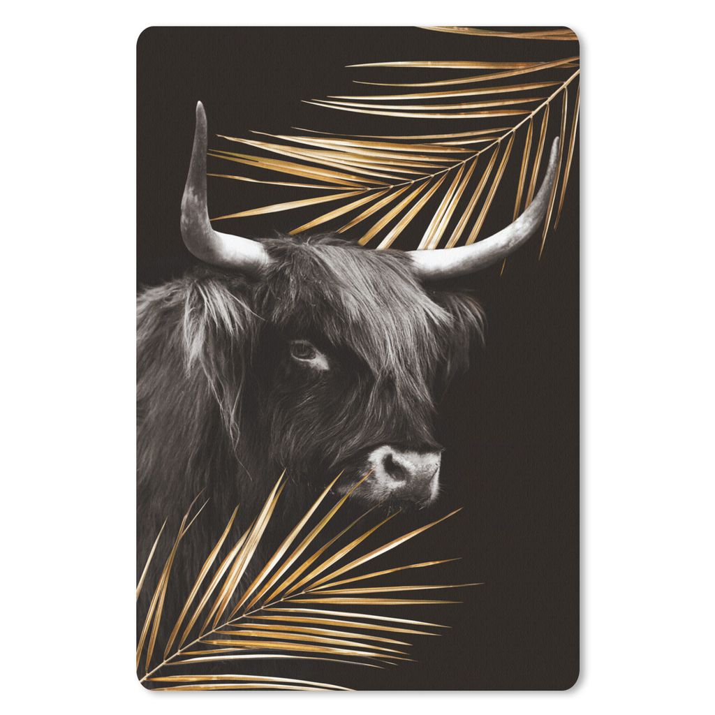 MuchoWow Mauspad Mousepad Schottischer Highlander - Blätter - Schwarz 40x60 cm - Mousepads - Maus Mat - Pad - Mausunterlage - Schreibtisch Acces...