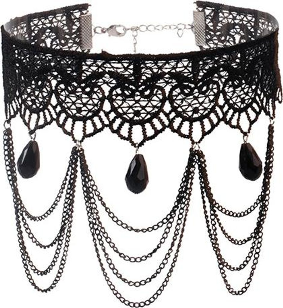 CHOKER Spitze Stickerei Schwarz HALSKETTE Gothic CH04 Produktbild 