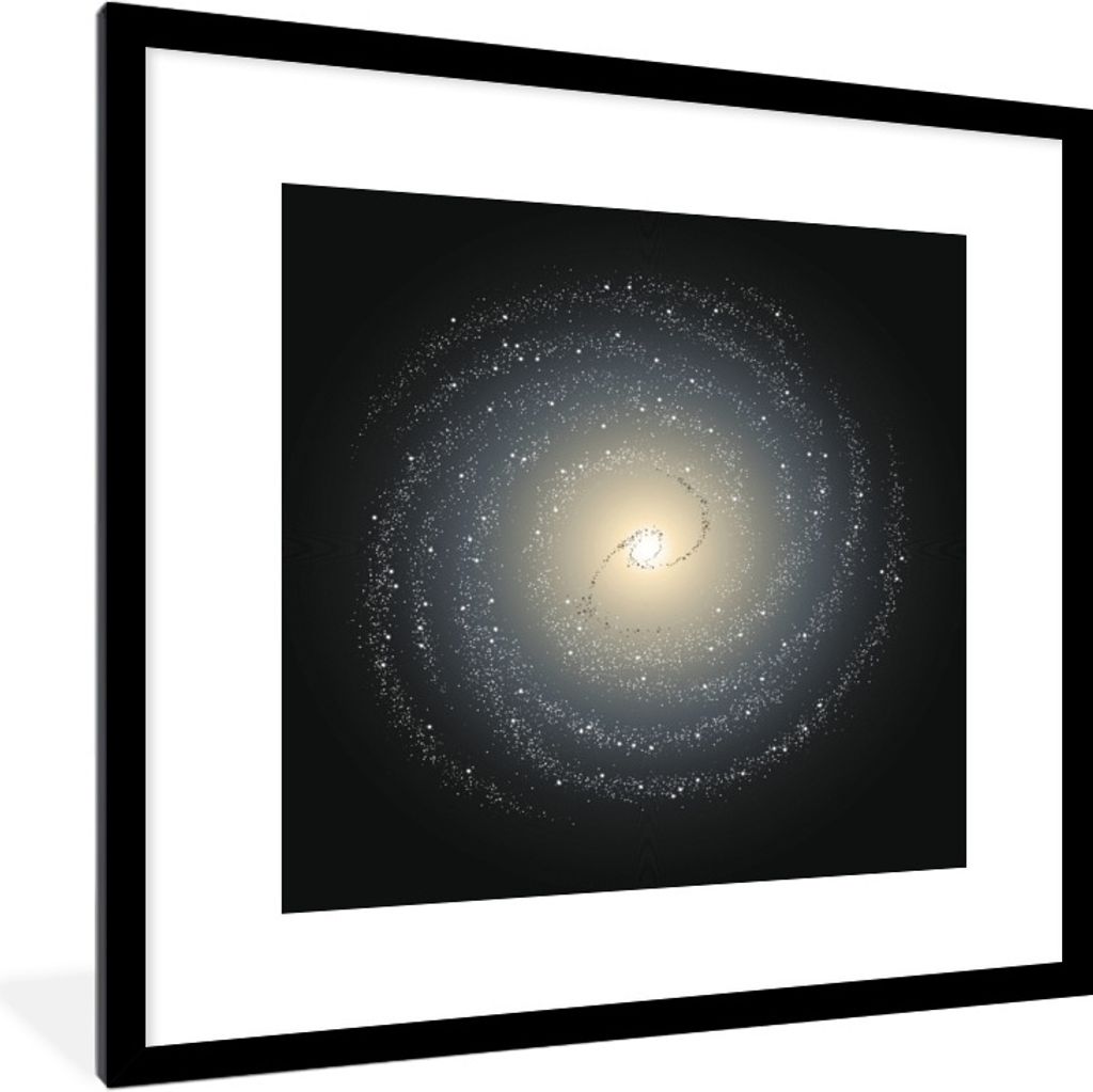 MuchoWow Gerahmtes Poster Eine schwarz-gelbe Illustration der Milchstraße 40x40 cm - Poster mit Schwarzem Bilderrahmen Wandposter Rahmen Foto Bi...