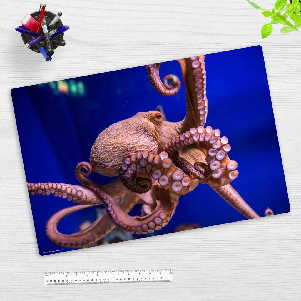 Schreibtischunterlage für Kinder und Erwachsene - Oktopus Tintenfisch - 60 x 40 cm - aus Premium Vinyl - Germany