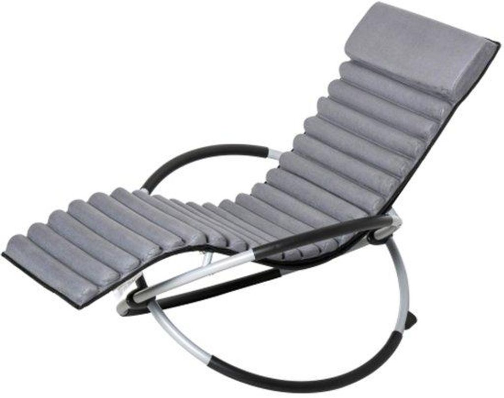 Ergonomischer 2-in-1-Sitzstuhl, Gartenstuhl, Metall- und Textilsitzstuhl, kugelförmig, schwarz, 145 x 74 x 88 cm