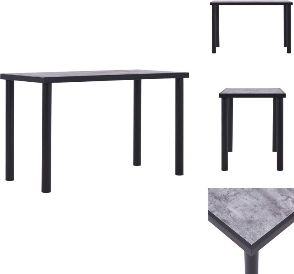 vidaXL Esstisch Schwarz und Betongrau 120 x 60 x 75 cm MDF - Esstische