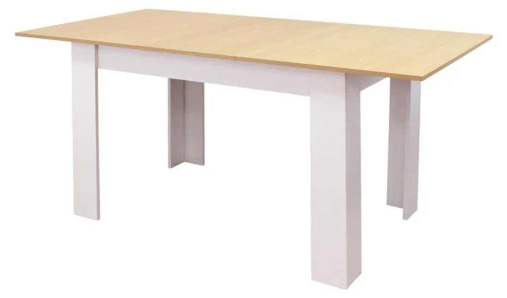 Gagnez de la place : Table à manger extensible 160cm bois blanc et marron