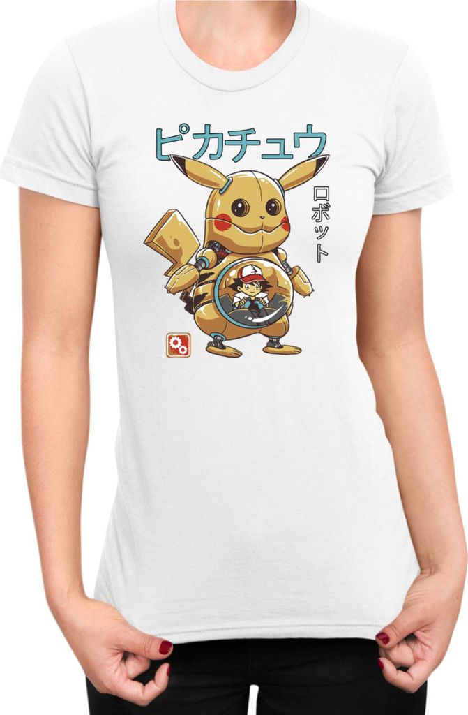Damen T-Shirt Japan Manga Anime Comics Pokemon 042, Lady S / Weiß