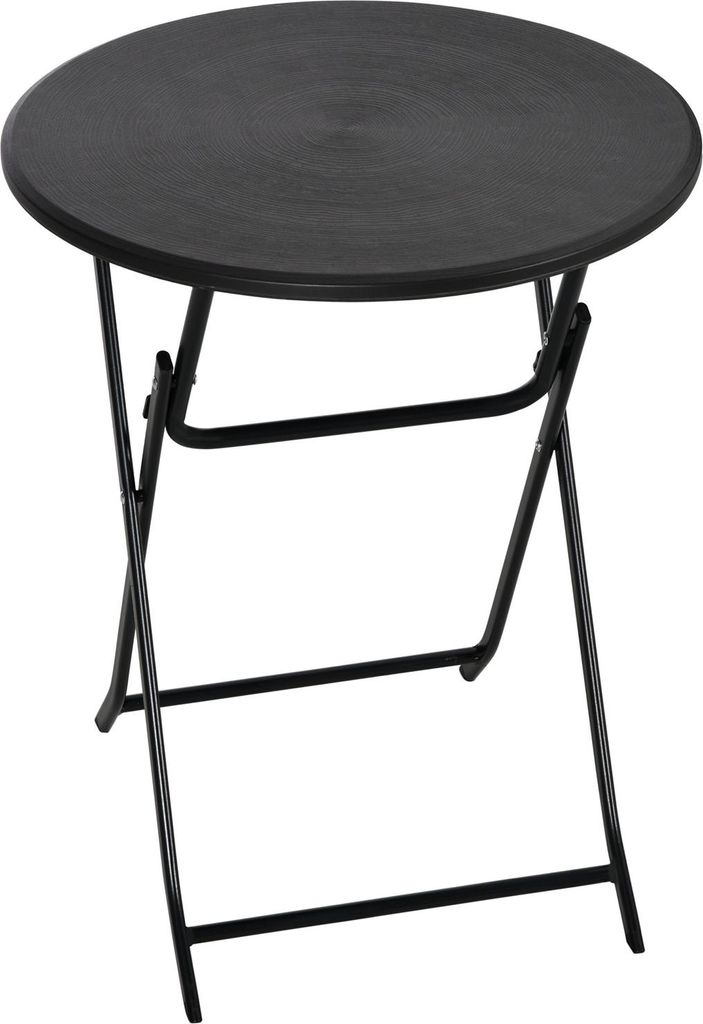 Gartentisch, Runder Klapptisch, Ø60 Cm Beistelltisch, Garten-Esstisch Mit Dekorativer Holzoptik, Für Balkon, Terrasse, Dunkelgrau