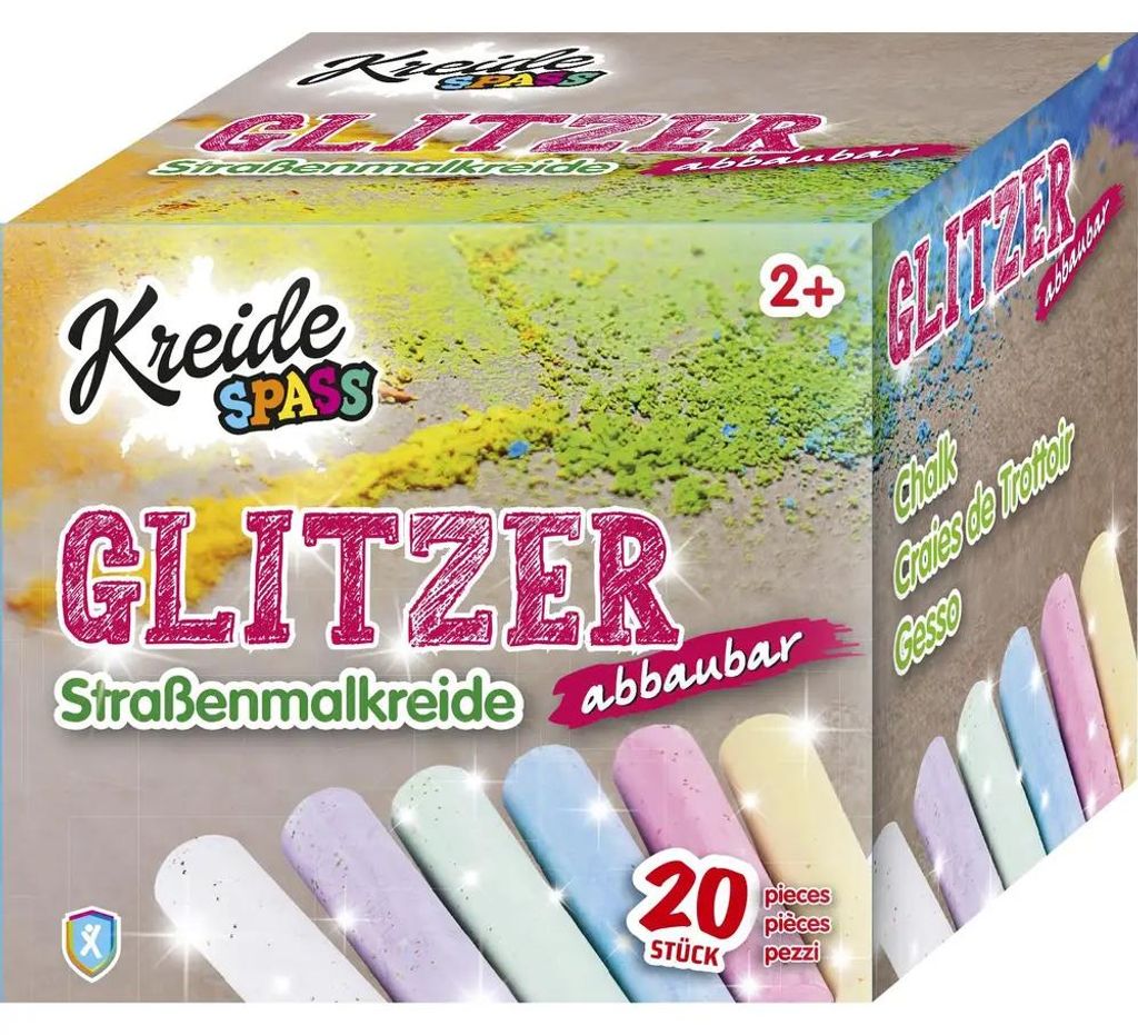 Xtrem Toys & Sports KREIDESPASS Glitzer Straßenmalkreide, Produktbild 
