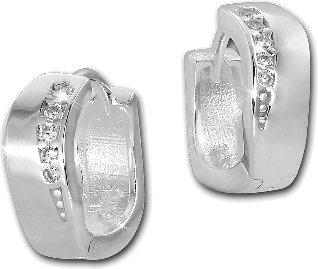 SilberDream Creolen 14mm 925er Silber weiß Zirkonia Welle Produktbild 