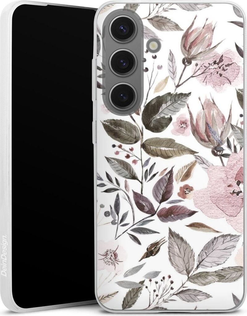 DeinDesign Slim Hülle für Samsung Galaxy S25 Silikon Case Ultra Dünn Handyhülle Blumen Pastell Wasserfarbe