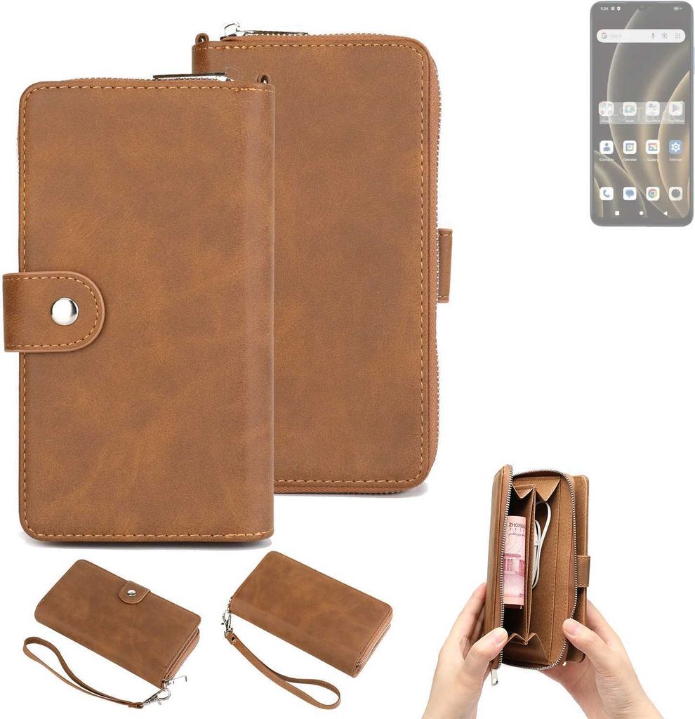 K-S-Trade Handyhülle Schutzhülle kompatibel mit FreeYond F9S & Portemonnee Tasche Handytasche Case Etui Geldbörse Wallet braun (1x)
