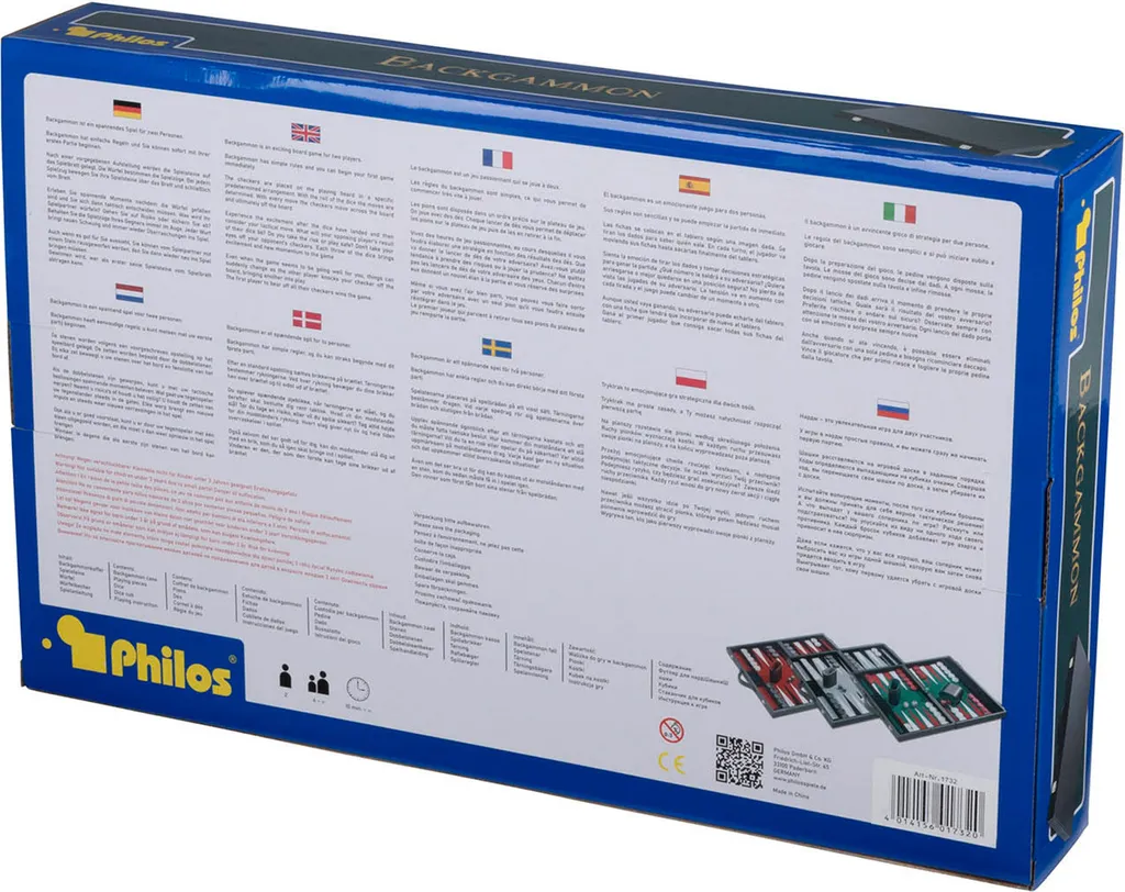 Backgammon Philos Rouge Portable 38 cm - Coffret Solide et Complet - 4