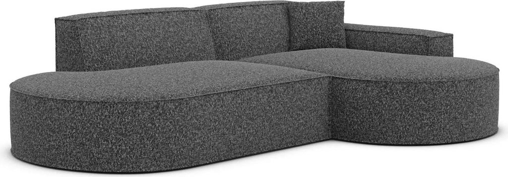 Bouclé L-Form Lounge Studio Sofa Brevia Graphit Rechts