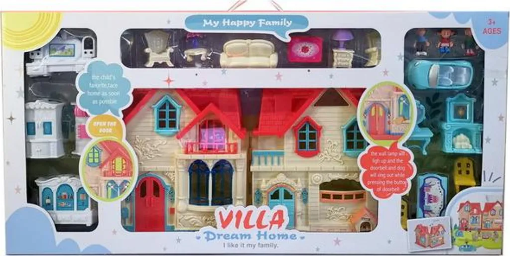 Grande Maison de Poupée Pliable avec Accessoires et Effets Sonores