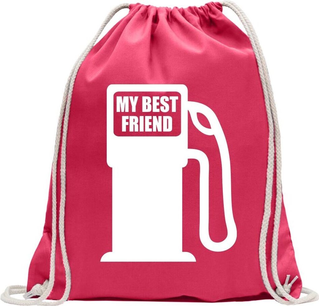 Kiwistar - Turnbeutel - pink - My best Friend - Fun Rucksack Sport Beutel Gymsack Baumwolle mit Ziehgurt
