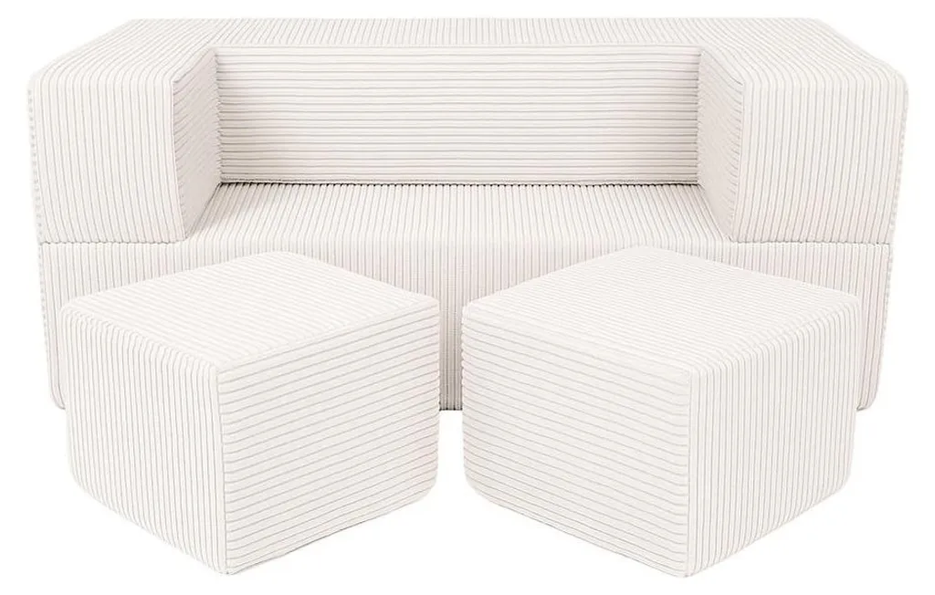 Canapé modulable enfant Cube en velours chic AESTHETIC Écru premium