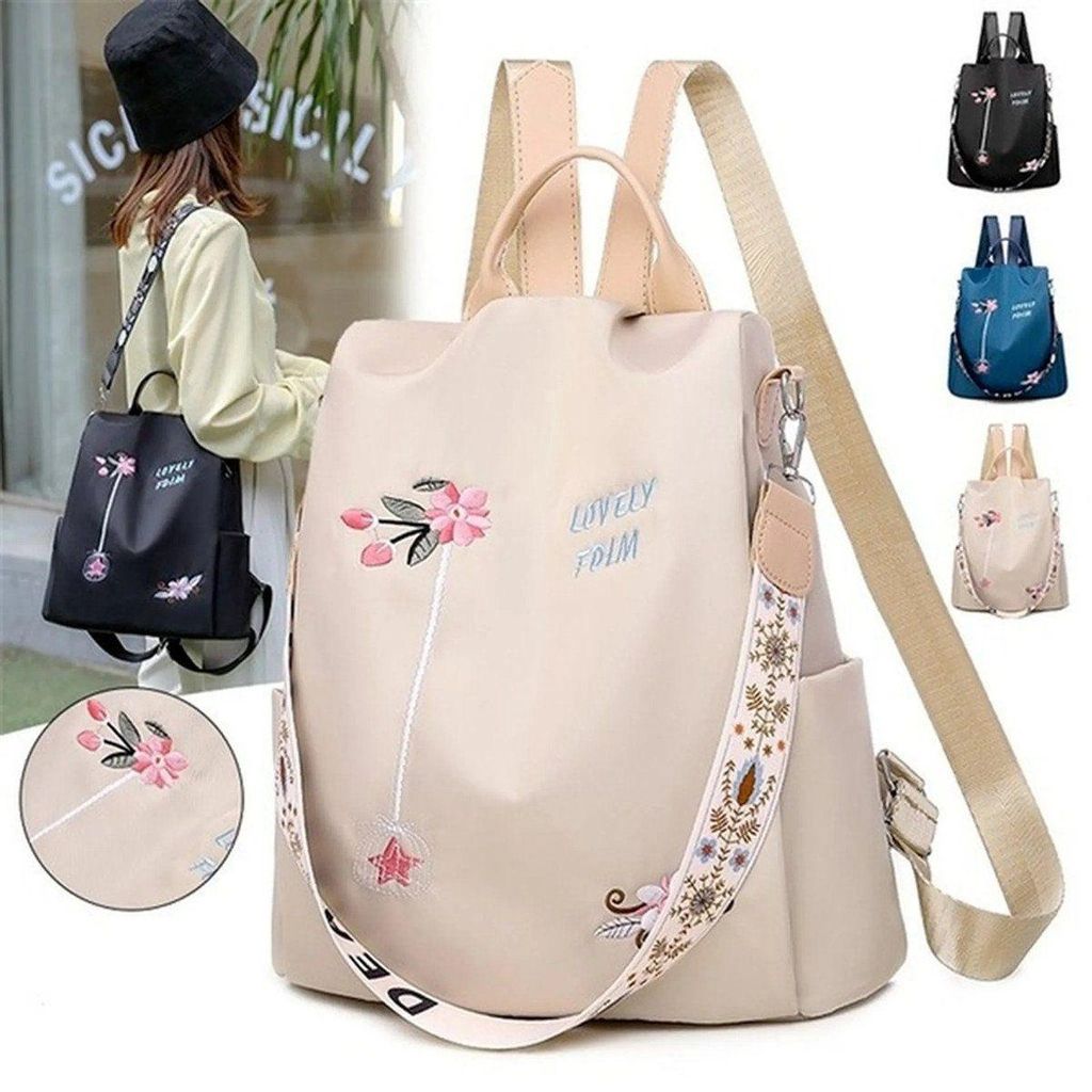 Daypack Damen-Rucksack mit Blumenstickerei,Wasserdichte Produktbild 