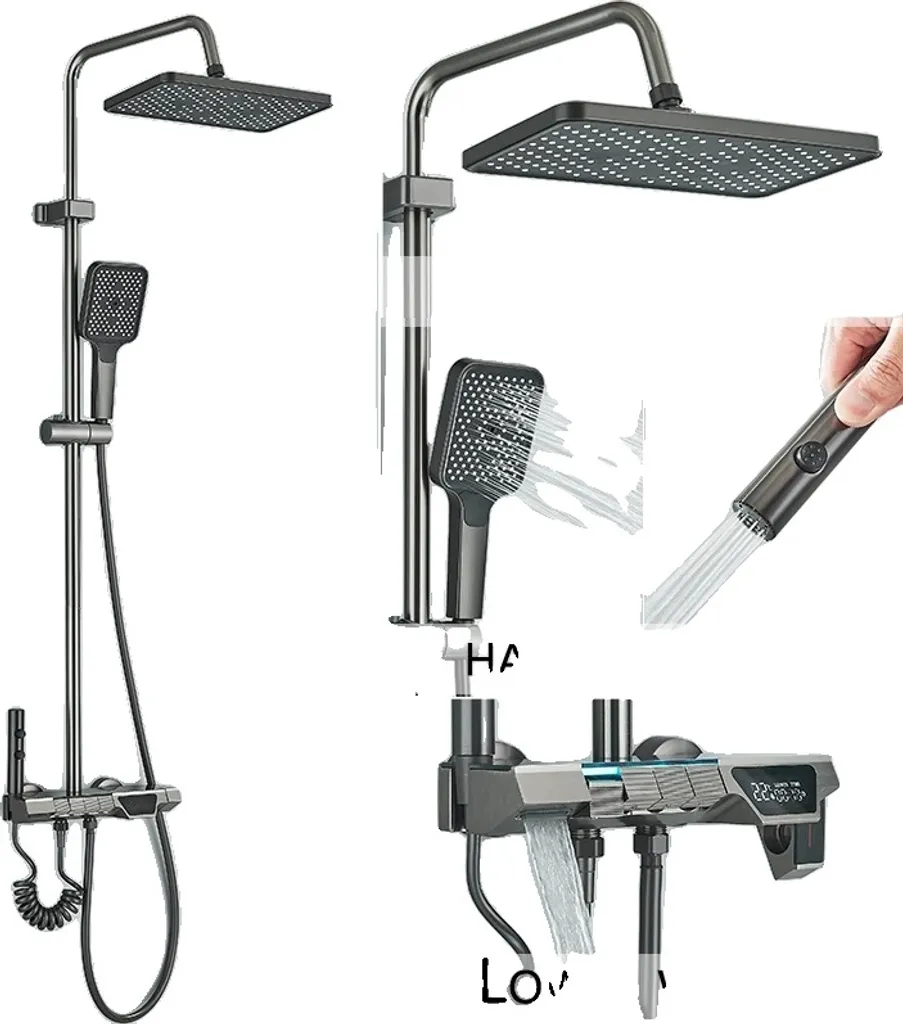 Rubinetto Doccia LED Grigio Digitale - Smart Water Control System