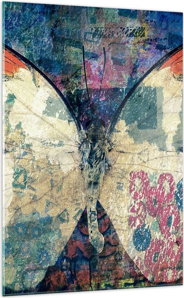 Bilder auf glas - Einteilig - Schmetterling Abstraktion - 70x100cm - Glasbilder - Wandbilder - Bilder - Wanddekoration aus Glas - Glas Bilder - Wan...
