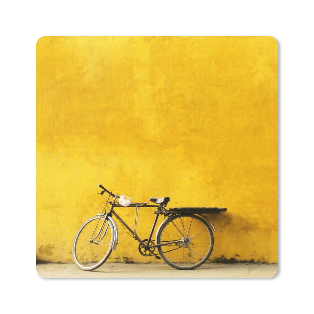 MuchoWow Mauspad Mousepad Fahrrad - Schwarz - Gelb 30x30 cm - Mousepads - Maus Mat - Pad - Mausunterlage - Gaming