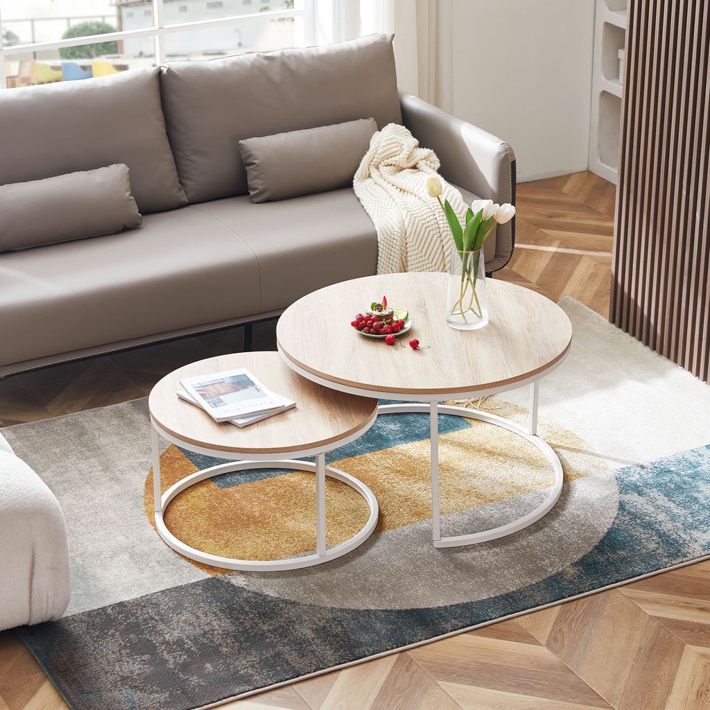H.J WeDoo Couchtisch rund für Wohnzimmer 2er Set, Produktbild 6