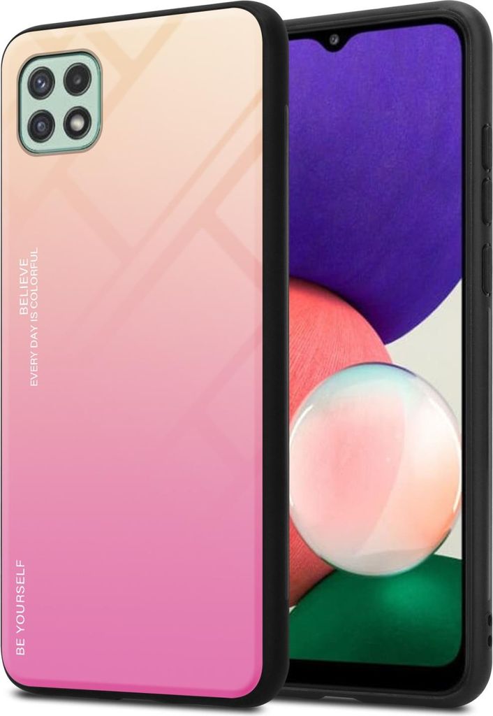 Cadorabo Hülle für Samsung Galaxy A22 5G Schutz Hülle in Schwarz Handyhülle TPU Etui Cover Case Tempered Glas
