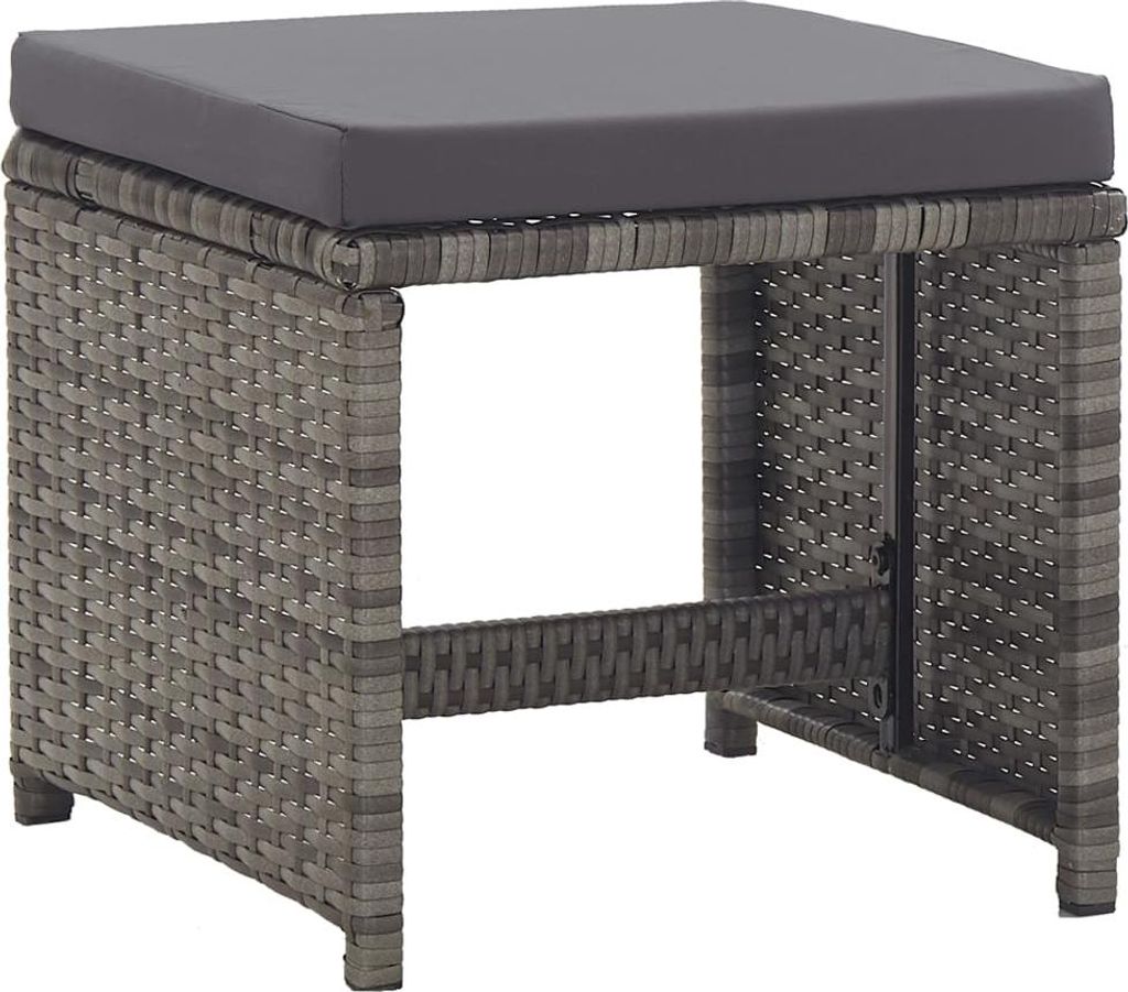 vidaXL Gartenhocker 2 Stk. mit Sitzkissen Poly Rattan Anthrazit
