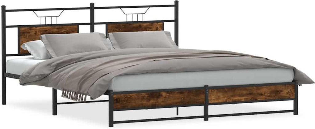 (Robust Möbel)Metallbett Modernes/Doppelbett - Polsterbett Erwachsene/r /Kind - ohne Matratze - Räuchereiche 183x213cm - Klassische Betten DE...