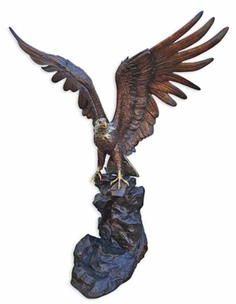 Casa Padrino Luxus XXL Bronze Deko Skulptur Adler Schaut Nach Links H. 189 cm