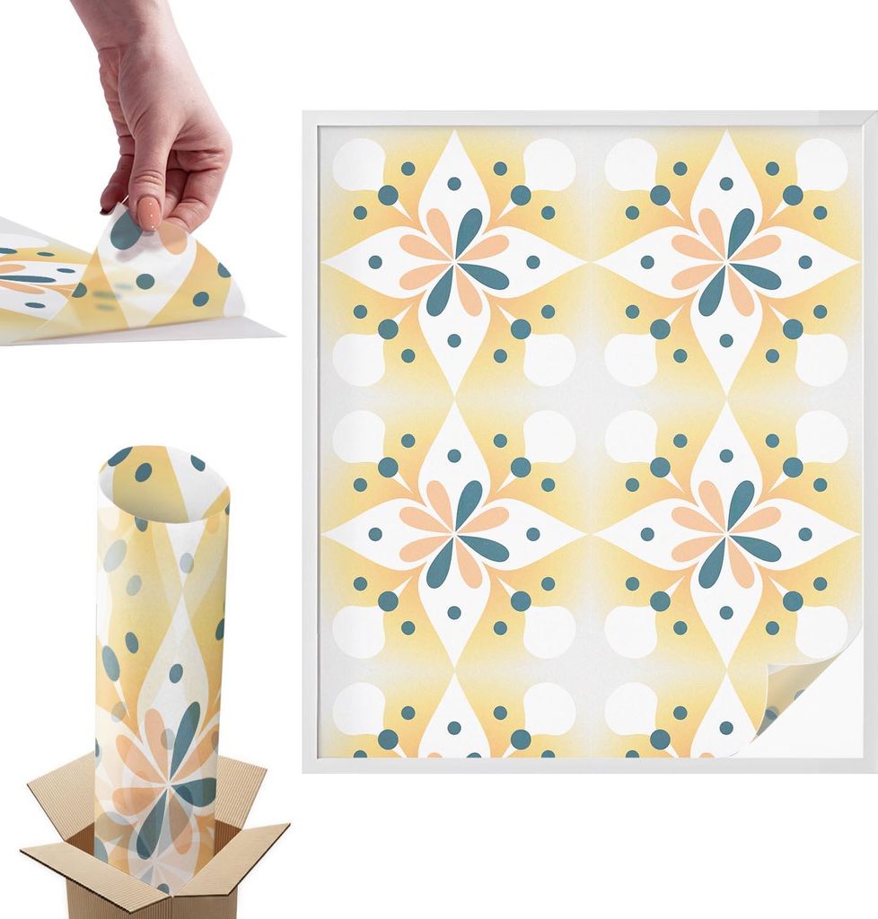 Buntglasfolie für Fenster – 116x100 cm – Stained-Glass-Fensterfolie, dekorativ & blickdicht – Selbstklebende Glasdekorfolie im Buntglas-Desi...