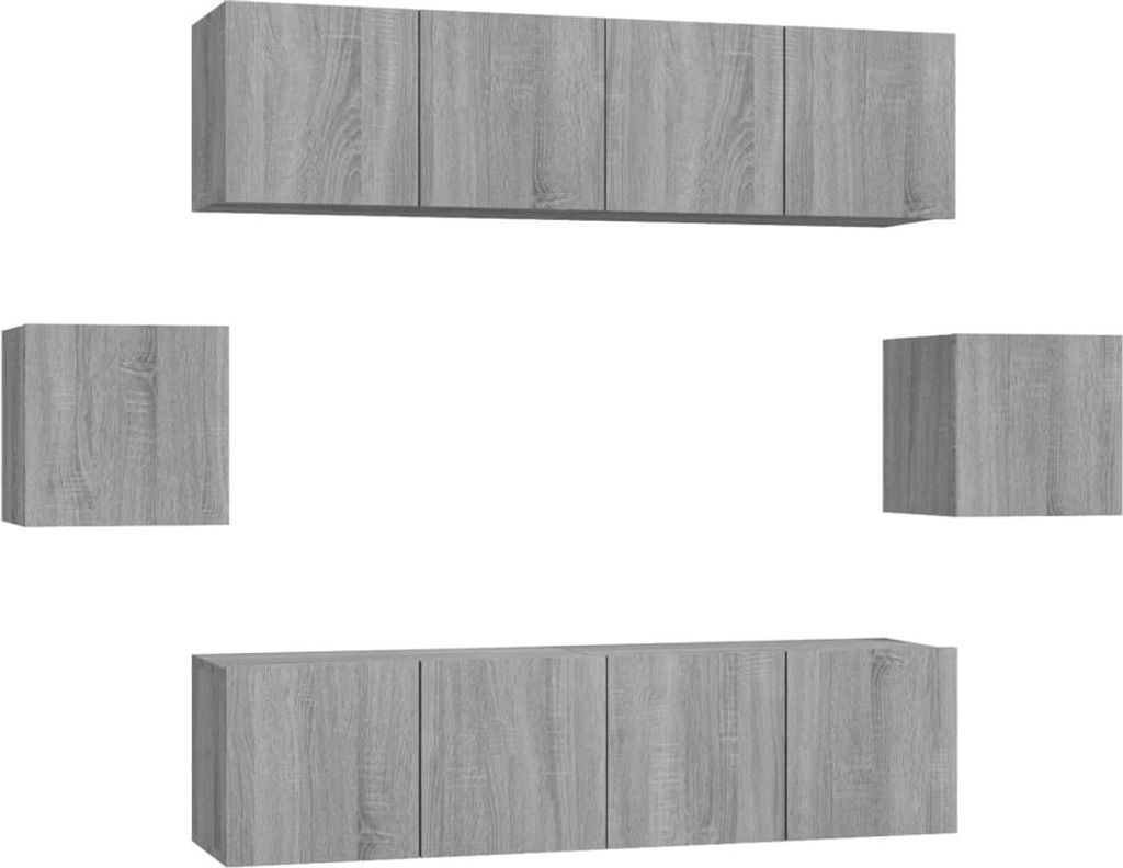 vidaXL 6-tlg. TV-Schrank-Set Grau Sonoma Holzwerkstoff