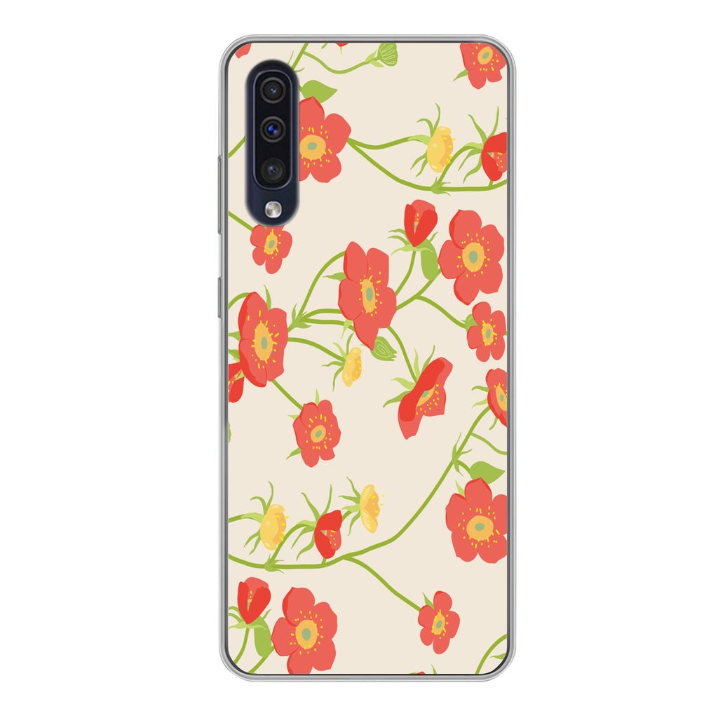 MuchoWow Handyhülle Schutzhülle Hülle für Samsung Galaxy A50 Blume - Feldblumen - Muster Silikon Softcase Handy Hülle - Mobiltelefonhülle