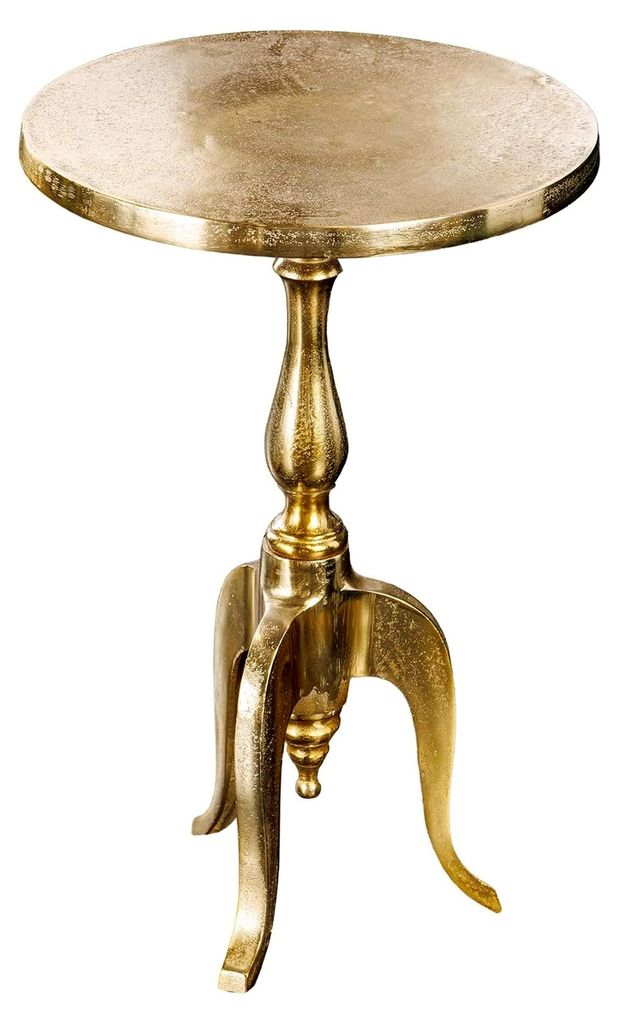 Beistelltisch Savoy 55cm Gold Metall Dreibein rund Vintage