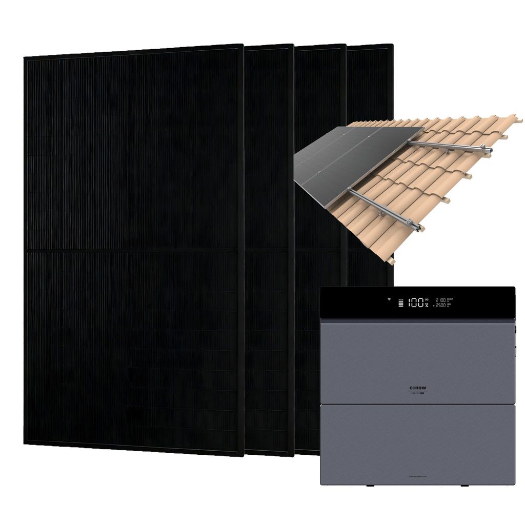 Conow CBE2000 Pro Balkonkraftwerk 1820W mit 4× JA Solar 455W Glas-Glas Modulen, Dachziegel-Montagesystem,1 Batterie