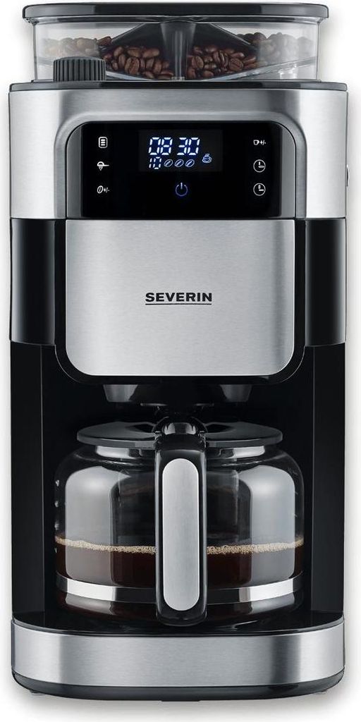 Severin Filterkaffeemaschine mit Edelstahl-Mahlwerk KA 4813 gebürstetschwarzsilber Kaffeemaschine Filterkaffee Kaffeezubereiter Filterkaffeemaschine