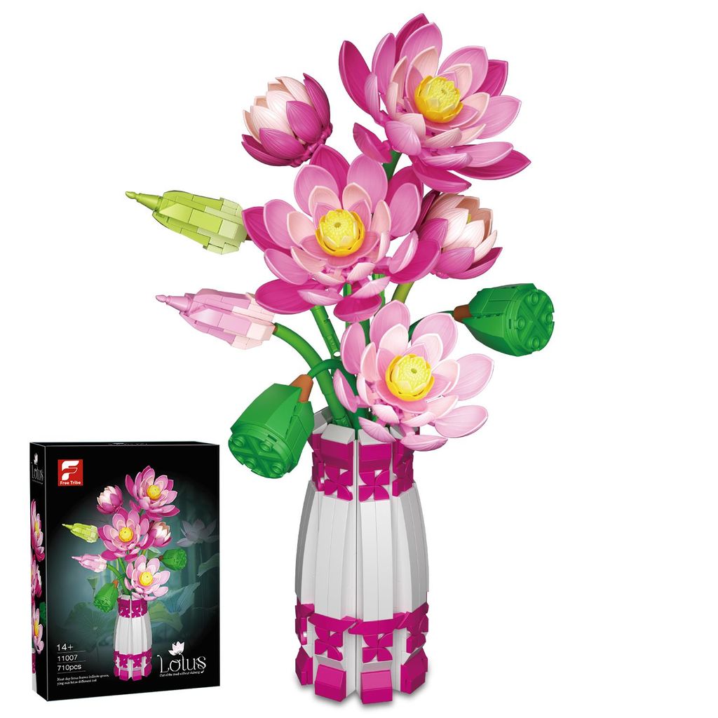 Lotusblumen Botanisches Bauset mit Vase Rosa Künstlicher Produktbild 