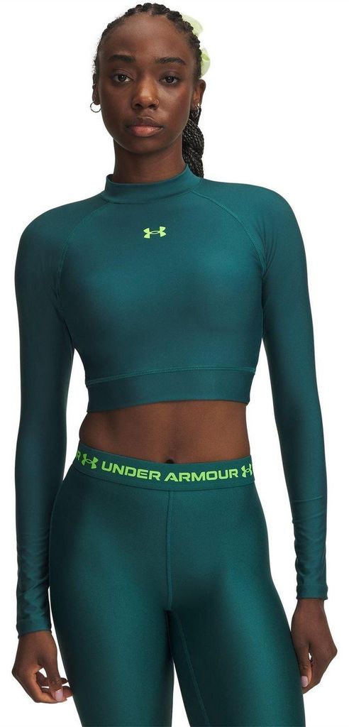 Under Armour - Kurzes Top für Damen, Stehkragen, HeatGear GT21077 (38 DE) (Grün)