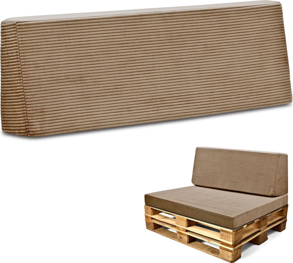 Palettenkissen Outdoor Europaletten Rückenkissen 40 x 120 cm - Schaumstoff Sitzpolster für Paletten und Palettensofa Bezug aus Lincoln Braun