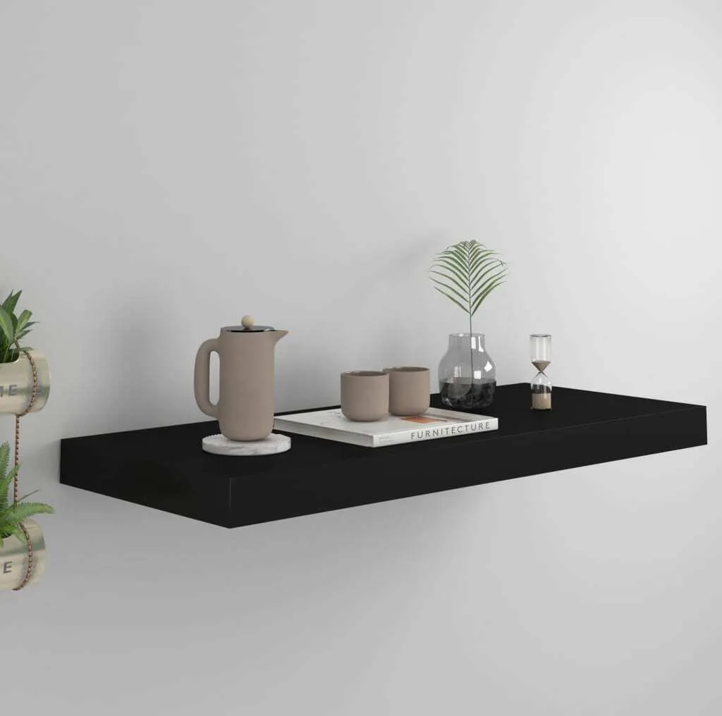 Offerta Mensola Nera Galleggiante 60x23,5x3,8 cm | The Living Store MDF