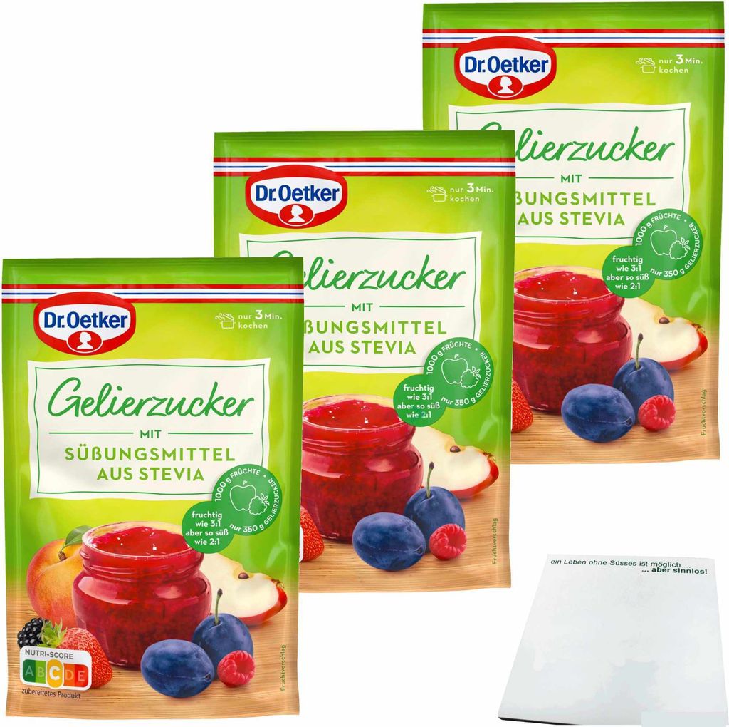 Dr. Oetker Gelierzucker mit Süßungsmittel aus Stevia 3er Produktbild 