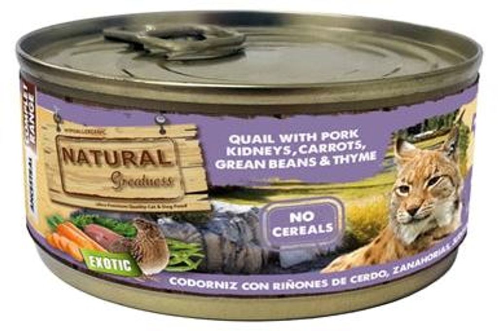 Natural Greatness Wachtel / Schweineniere / Karotte / Grüne Bohnen / Thymian – Katzenfutter