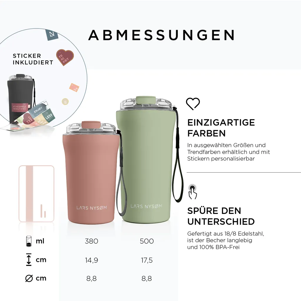 LARS NYSØM Tazza da Viaggio Sage 0.38L: Sostenibile e Isolata - 4