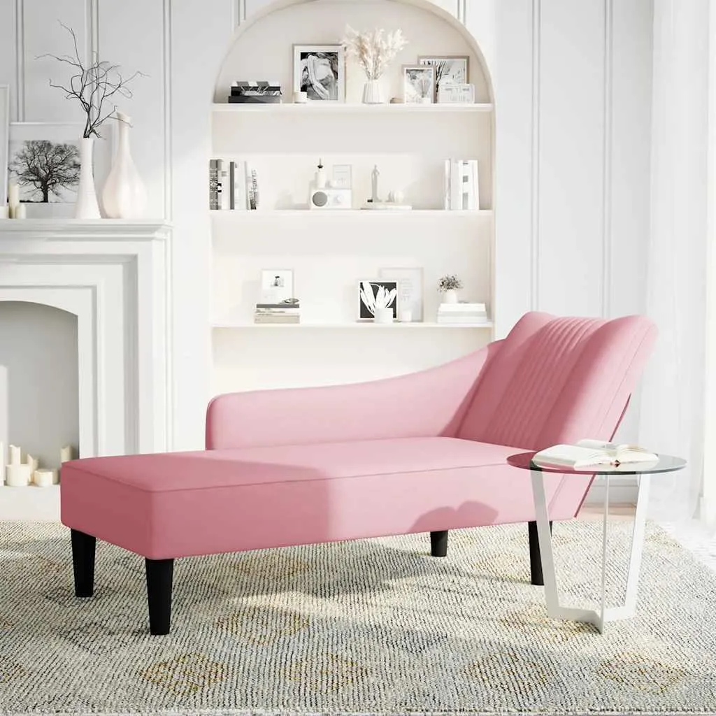 vidaXL Chaise longue con bracciolo destro in velluto rosa