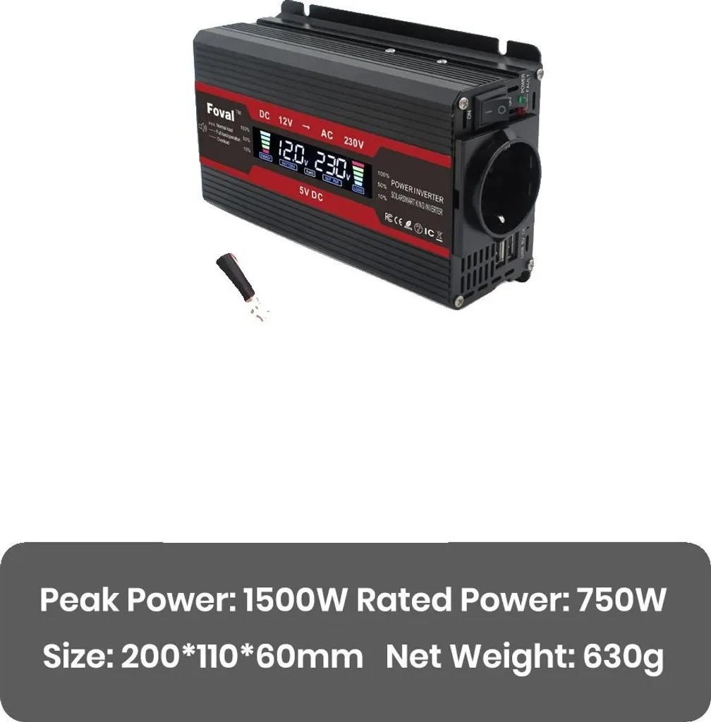 Onduleur 1500W Ultra Compact - Sécurité Renforcée et Finition Noire