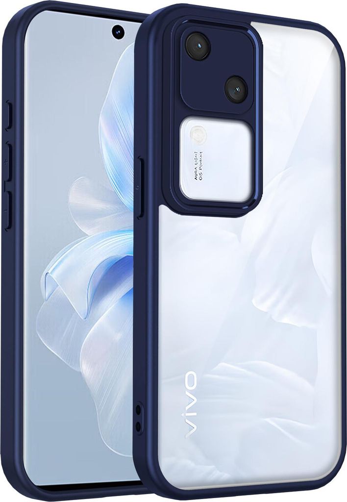 Hülle für Vivo V30/S18 Transparente Rückseite TPU Bumper Stoßfest Handyhülle Blau