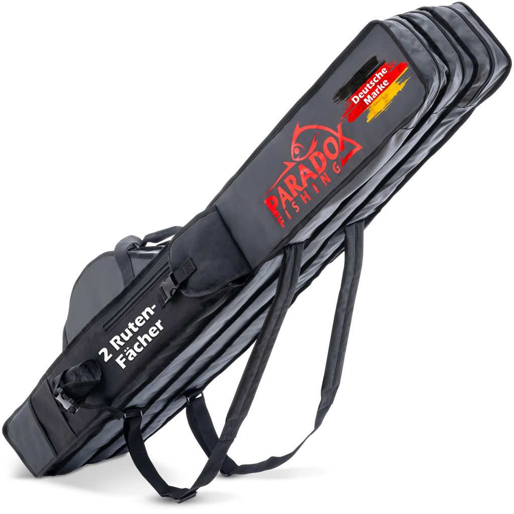 Paradox Fishing Rutentasche 150cm 2 Fächer - Rutenfutteral Angeltasche 120-190cm 2/3/4 Fächer