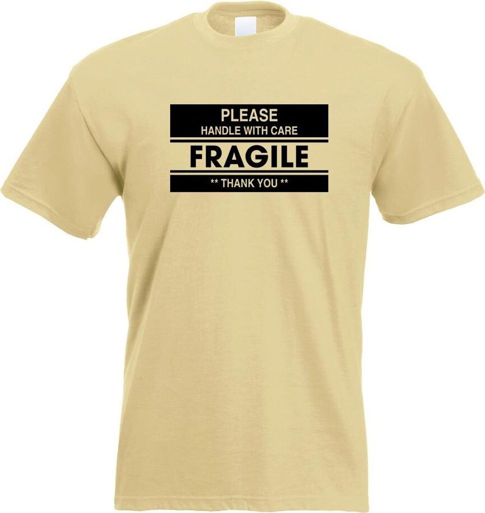 Kiwistar - T-Shirt - Khaki - Fragile - Please Handle Motiv Bedruckt Funshirt Design Print - mit Motiv Bedruckt - Funshirt Design - Sport - Freizeit...