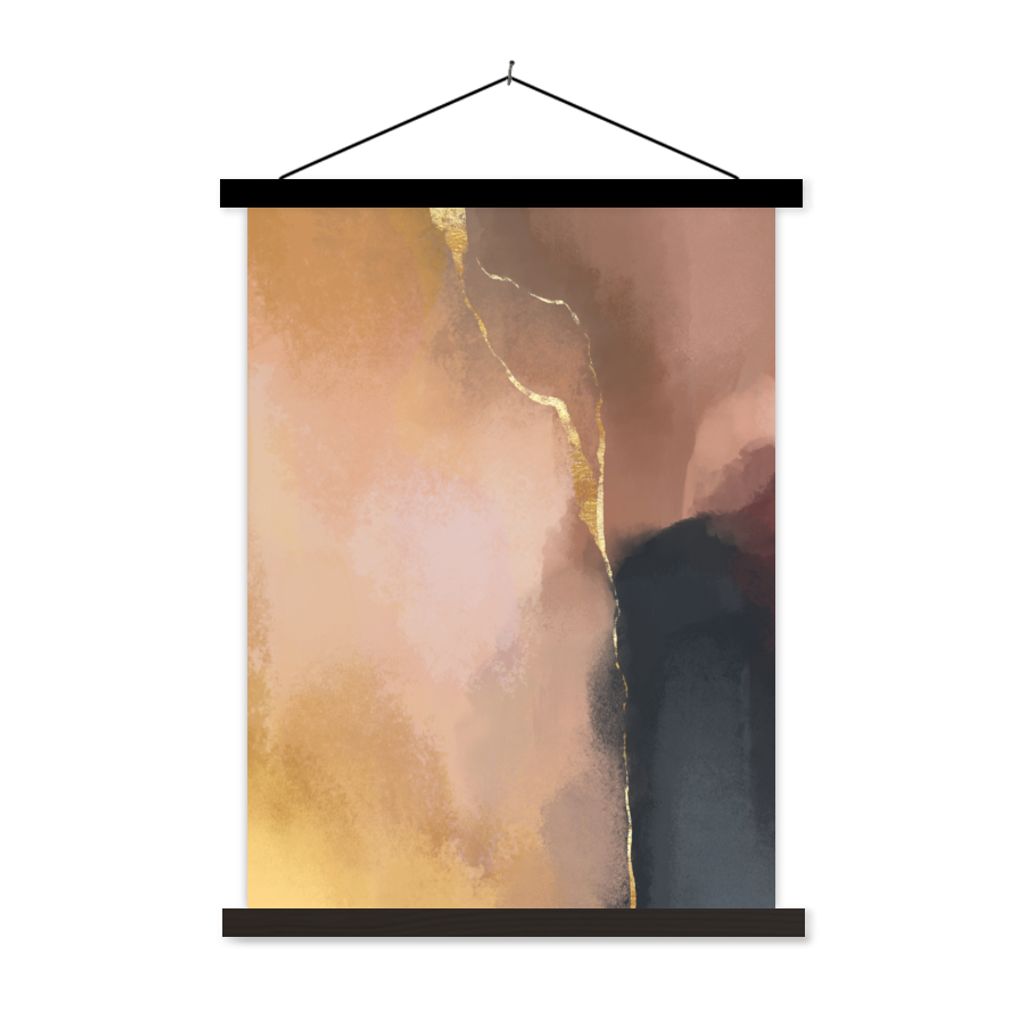 MuchoWow Textilposter Abstrakt - Malerei - Pastell 120x160 cm mit schwarzem Rahmen - Magnetischer